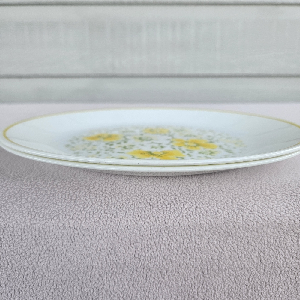 Vintage Corelle April Set Of 2 Dinner Plates 10 1/4” White Yellow Floral USA - Picture 10 of 10